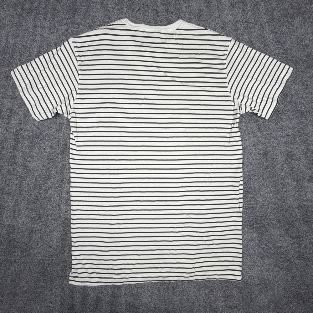 Only NY Mens Striped T-Shirt White Black Short Sleeve Logo Cotton Large USA Made - Picture 2 of 7
